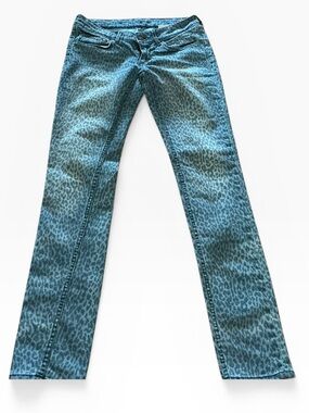 H&M Denim Leopard-Pattern Straight-Leg Jeans
